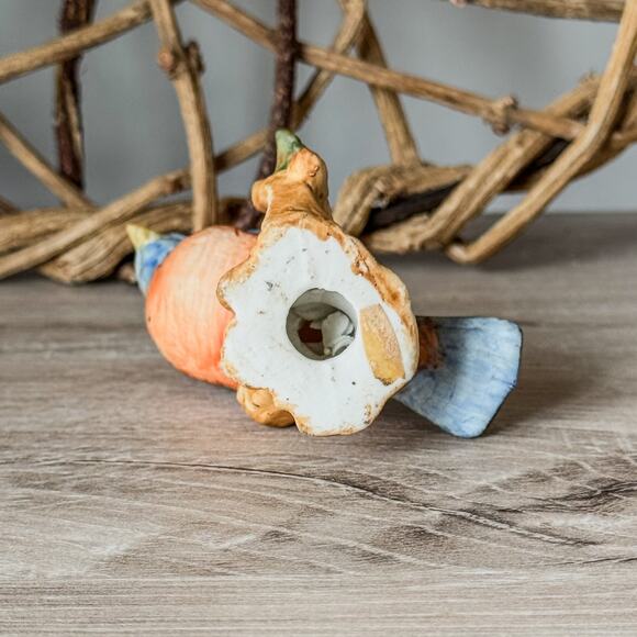 Vintage Blue Bird w/ Orange Breast Bisque Figurine-Porcelain-Hand Painted-2.5"H - Picture 7 of 7